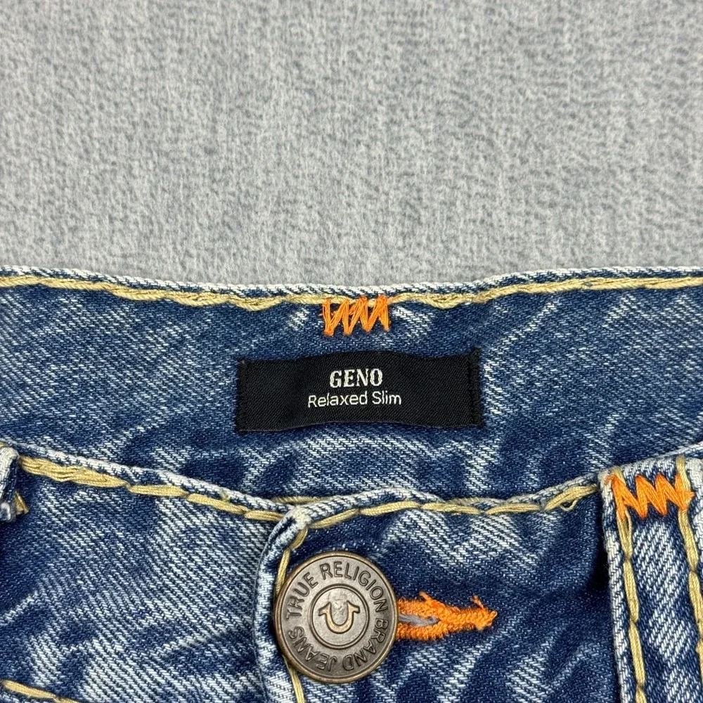 True Religion Jeans Men 33X33 Blue Geno Super T Relaxed Slim Flap Pocket Pants